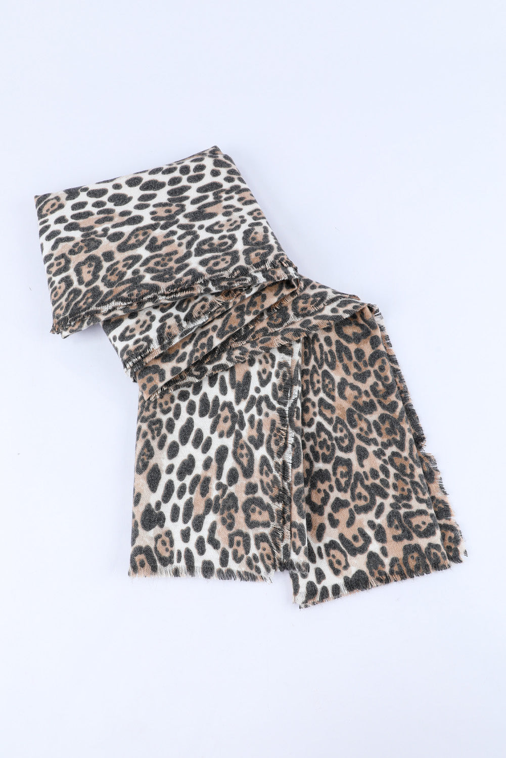 Leopard Print Raw Edge Soft Shawl Scarf