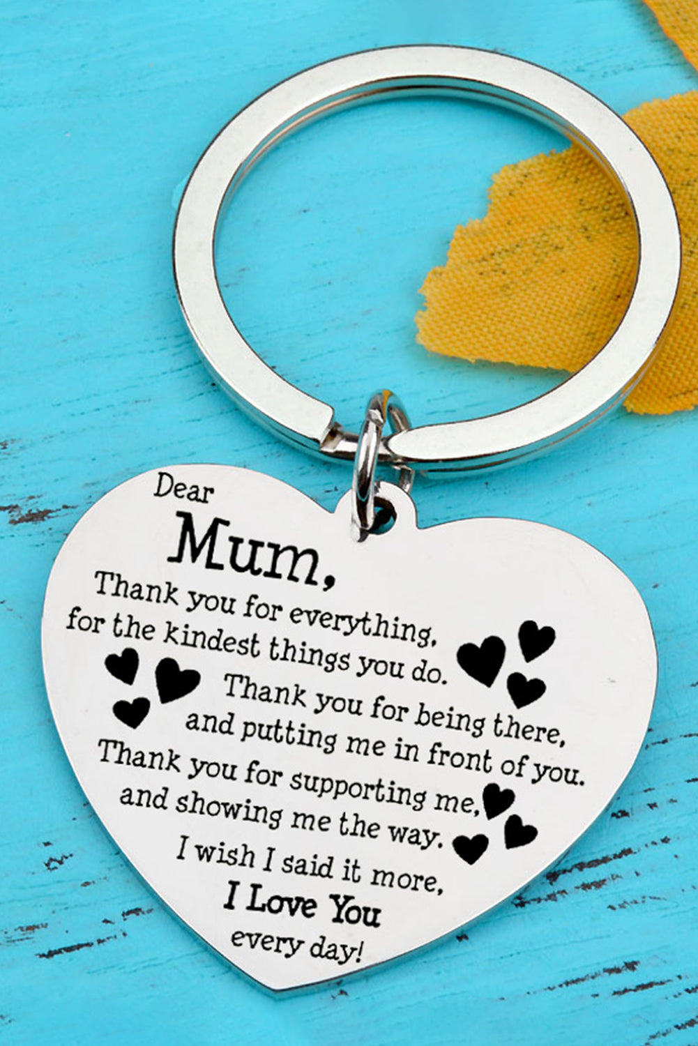 White Mothers Day Metal Heart Shape Keyring