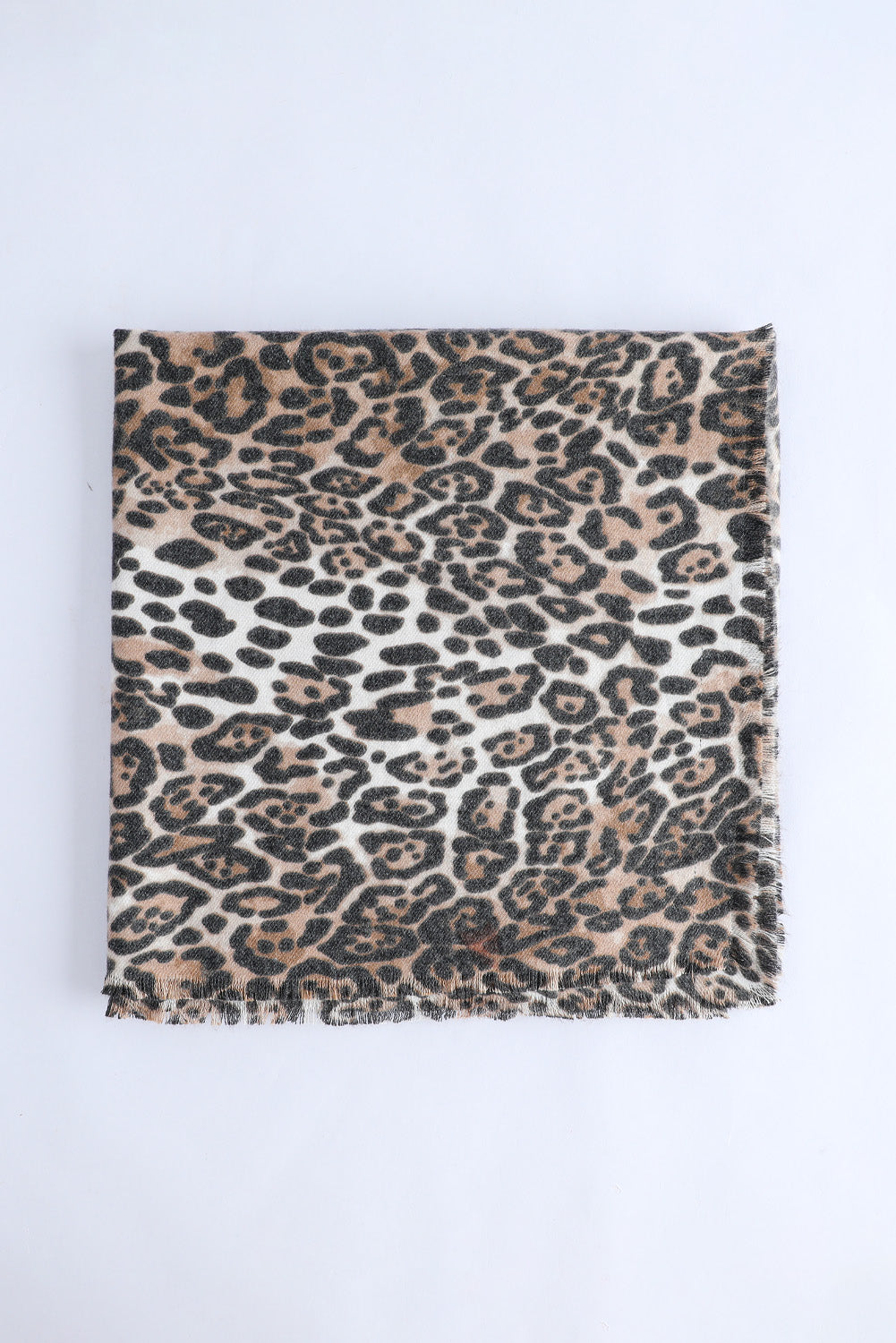 Leopard Print Raw Edge Soft Shawl Scarf