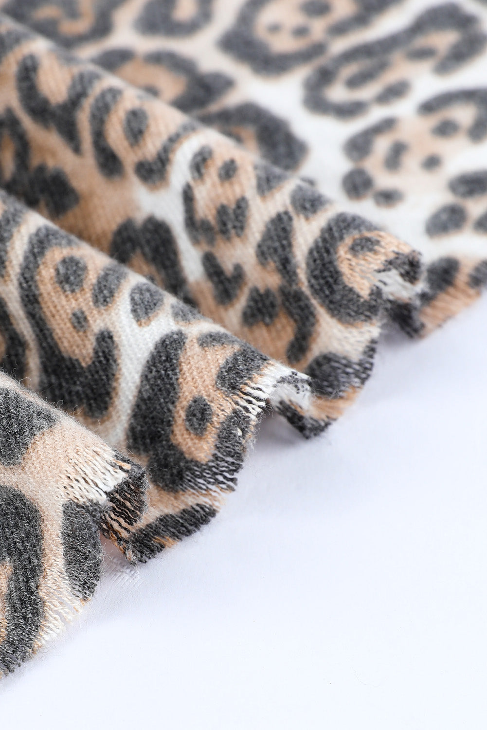 Leopard Print Raw Edge Soft Shawl Scarf