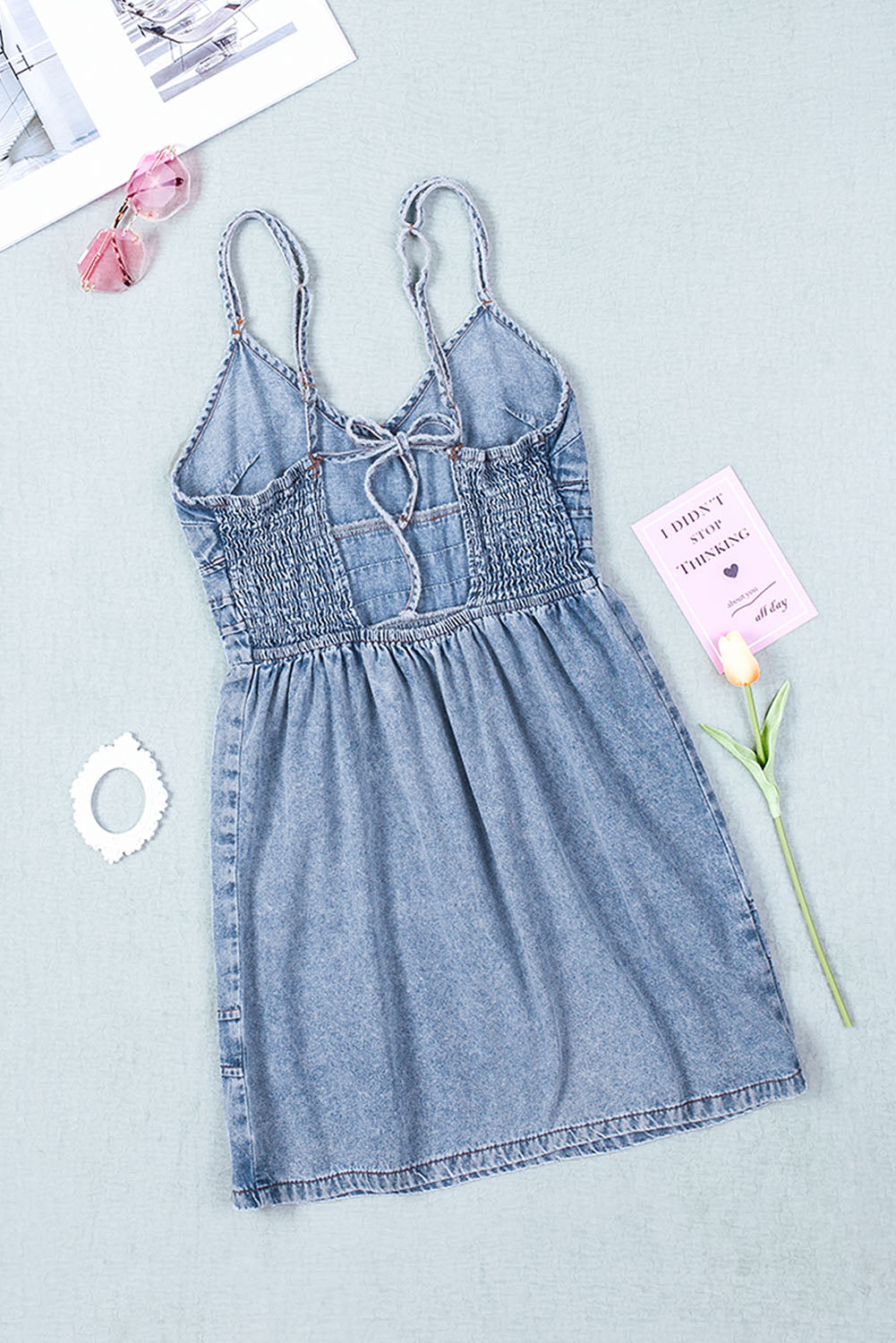 Summer Cami Backless Mini Denim Dress for Women