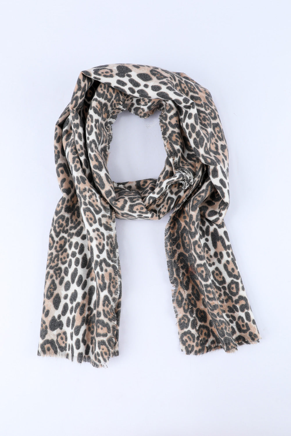 Leopard Print Raw Edge Soft Shawl Scarf