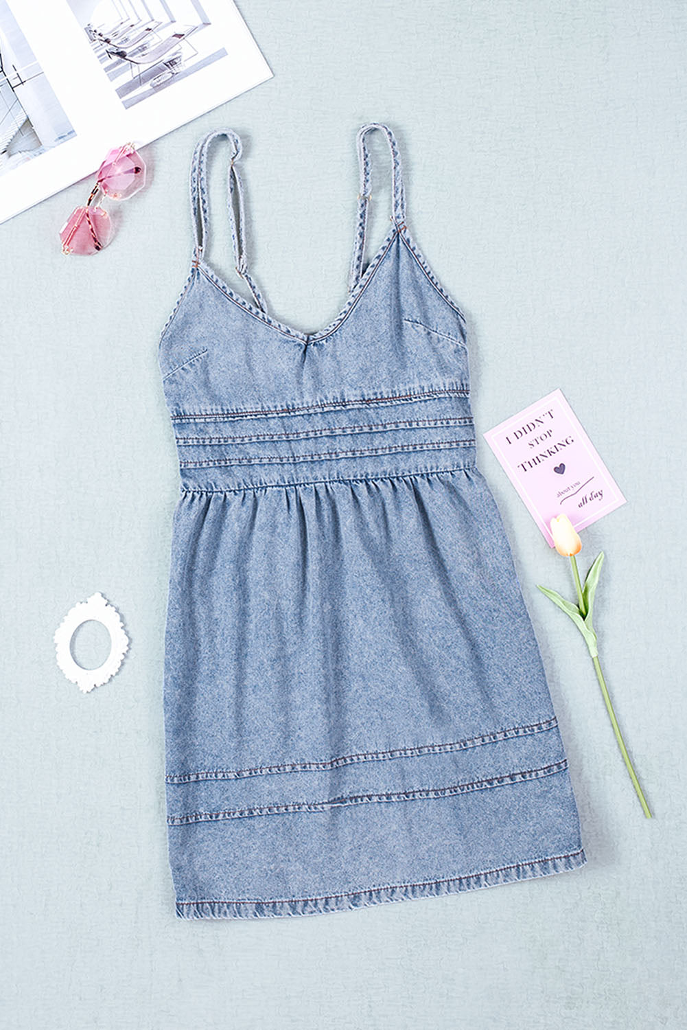 Summer Cami Backless Mini Denim Dress for Women