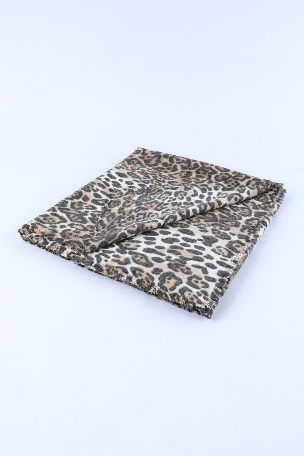 Leopard Print Raw Edge Soft Shawl Scarf