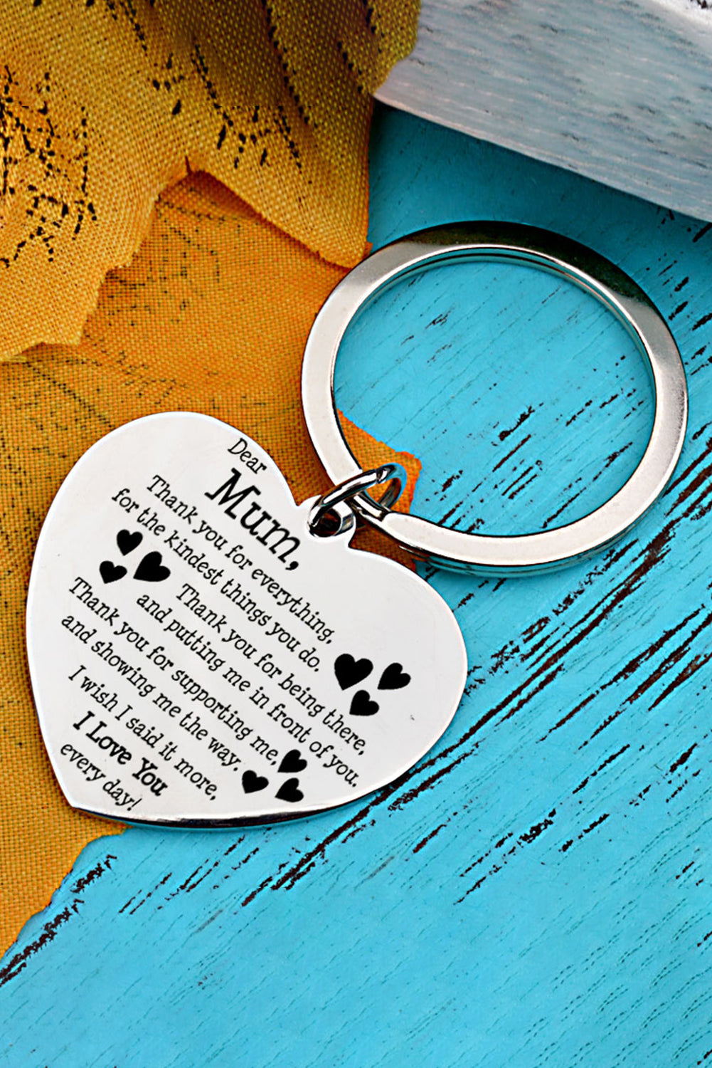 White Mothers Day Metal Heart Shape Keyring