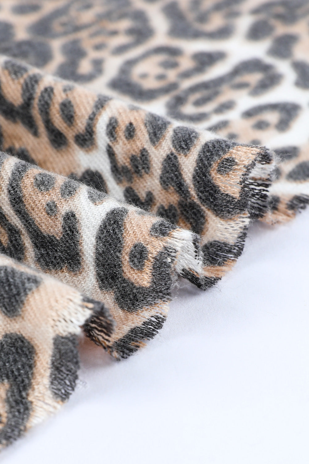 Leopard Print Raw Edge Soft Shawl Scarf