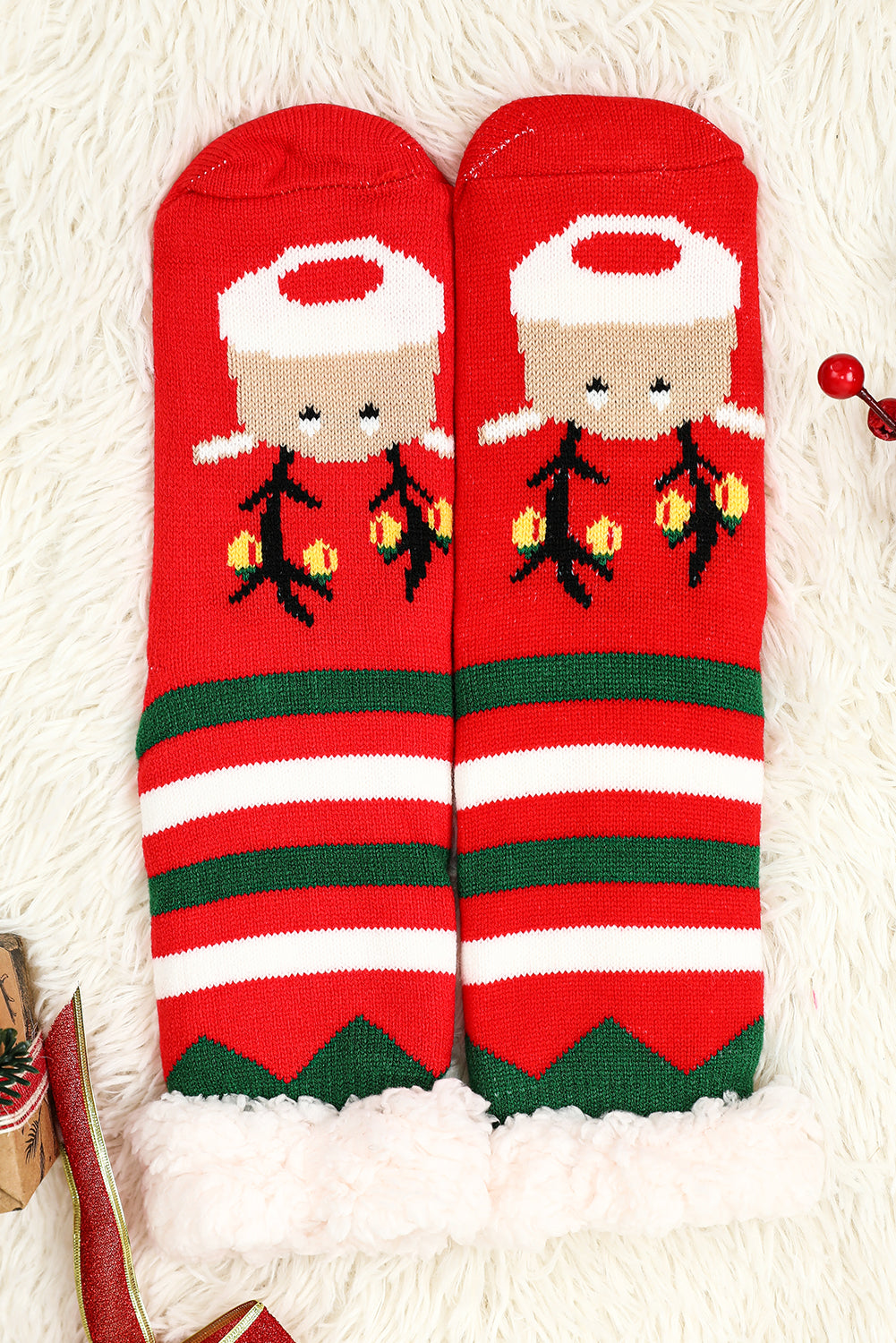 Black Christmas Cartoon Pattern Woolen Knit Socks